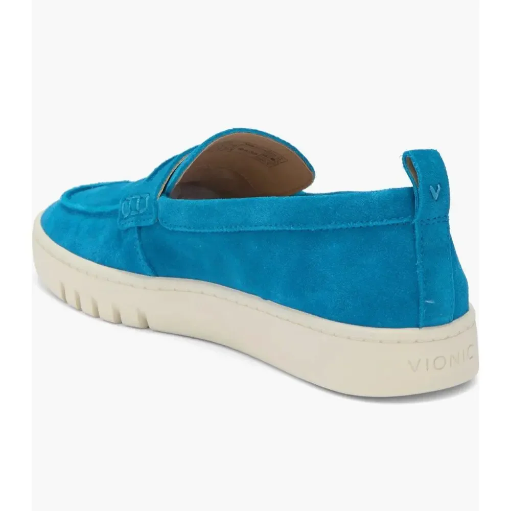Vionic Loafers Womens SZ 8.5 Uptown Penny Slip On Suede Turquoise Blue Shoes New